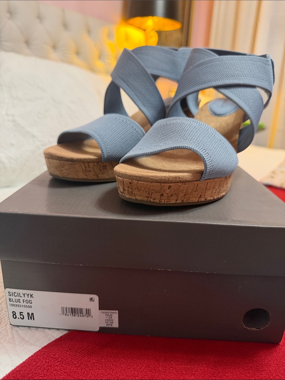 Blue Fog Women's Cork Wedge Sandals - Size 8.5